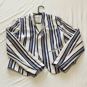 Ovi Black and White Blazer Classic Striped Suit Jacket